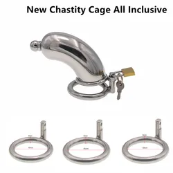 New Stainless Steel Cylinder Full Package Chastity Lock CB Penis Lock Cage with Catheter Male Alternative Bondage Wear Sex Toys