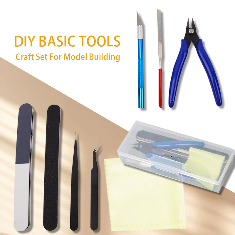 Essential Modeler Basic Tools Craft Kit Set for DIY Car Model Building and Repairing 9Pcs /set