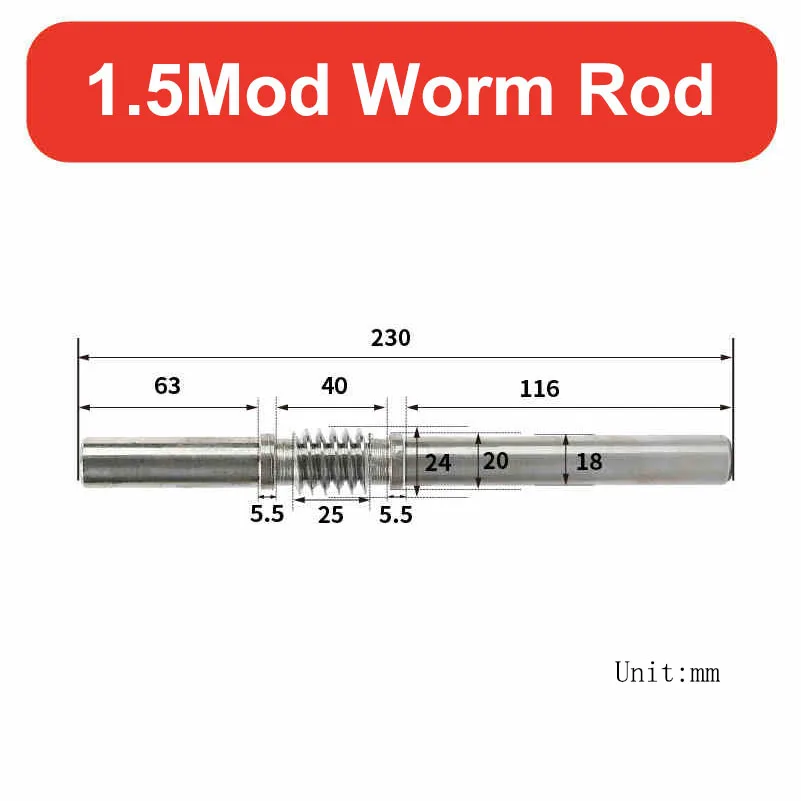

1Pcs 1.5Mod 20T-60T Worm Gear Wheel Worm Rod 45# Steel Process Hole 1.5 Modulus 20 Teeth-60 Teeth Worm Gear