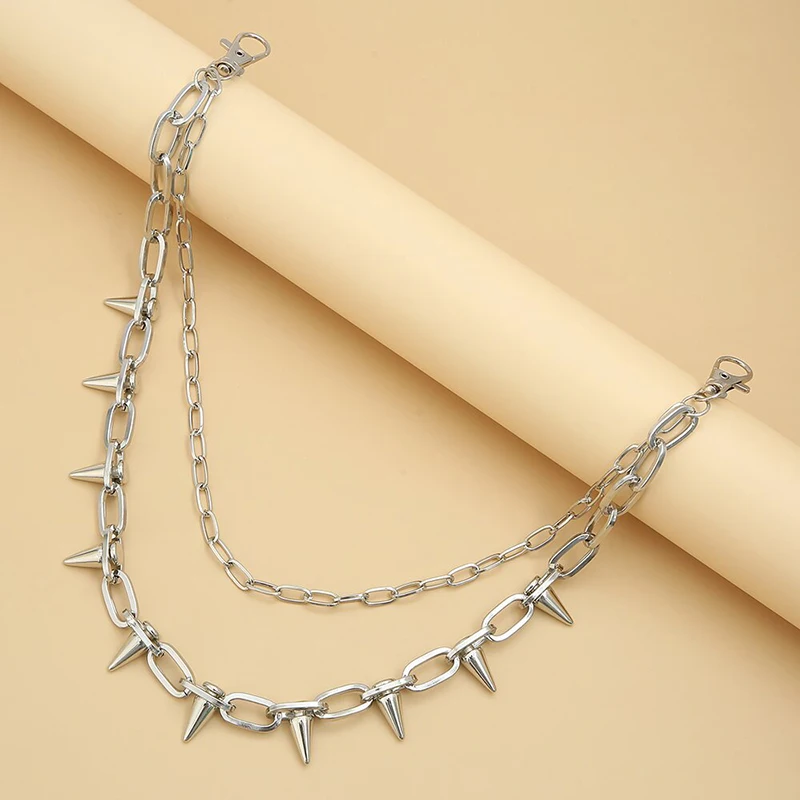 Hip Hop Punk Rock Metal Spike Rivet Pants Waist Chain KeyChain For Women Men Trousers Key chain Jeans Unisex Belt Chain Jewelry