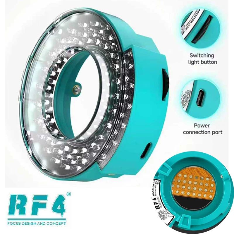 RF4 OK-15 Mikroskoplampe mit Einstellbarer Helligkeit - 5800K Natürliche Lichtfarbentemperatur - Geeignet für Mobiltelefon-Leiterplatten