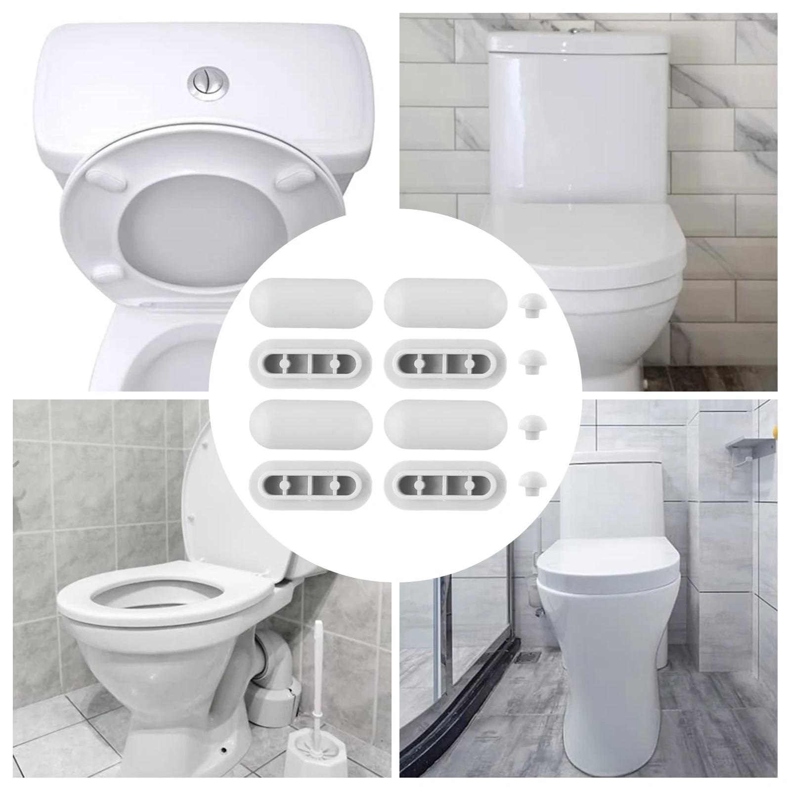 

8pc Toilet Seat Bumper Toilet Noise Dampening Bumpers Toilet Seat Mute Replacement Cushioning Pad Gasket Bathroom Home Hotel