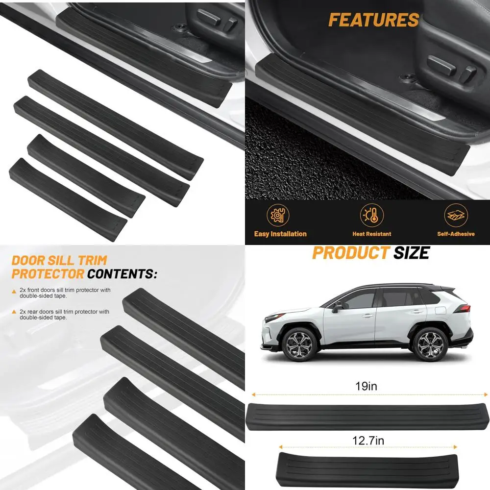 

Door Sill Protector, Anti-Scratch Car Door Protection Compatible with Toyota RAV4 Hybrid, RAV4 Prime, RAV4-4 Door Set, Black