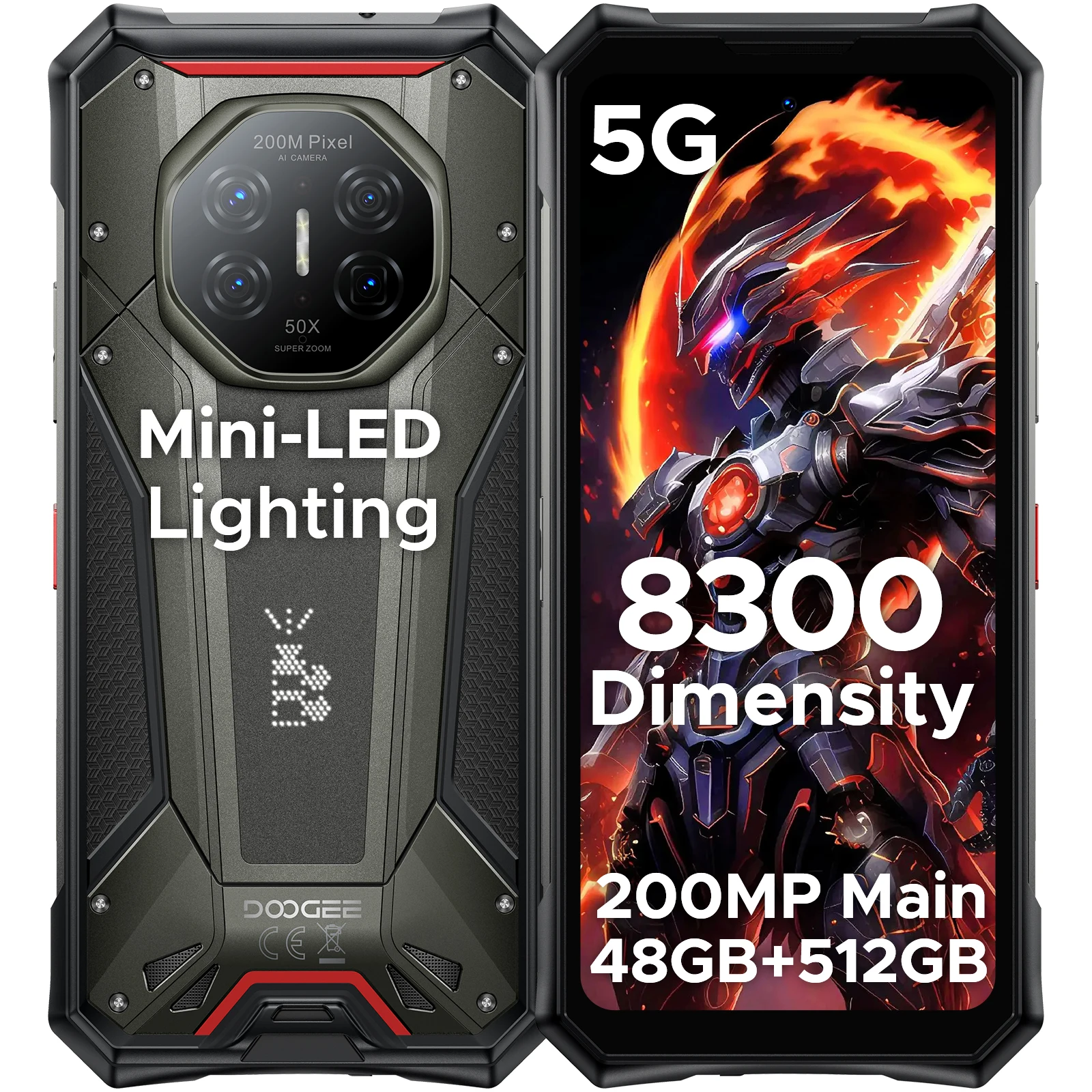 Doogee S300 Pro 5g robuuste smartphone Dimensity 8300 6.78'' display 48GB RAM (16GB+32GB) 512GB ROM 11000mAh 200MP camera Android 16