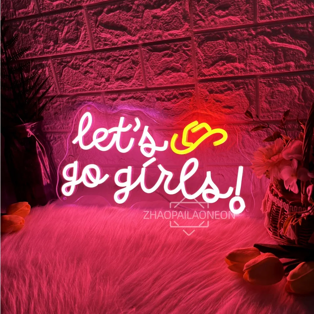 

Lets go girls Неоновая светодиодная вывеска для комнаты, стены, салона красоты, декор для спальни, девушки, пещеры, украшения, неоновые световые вывески, USB для подарка на день рождения