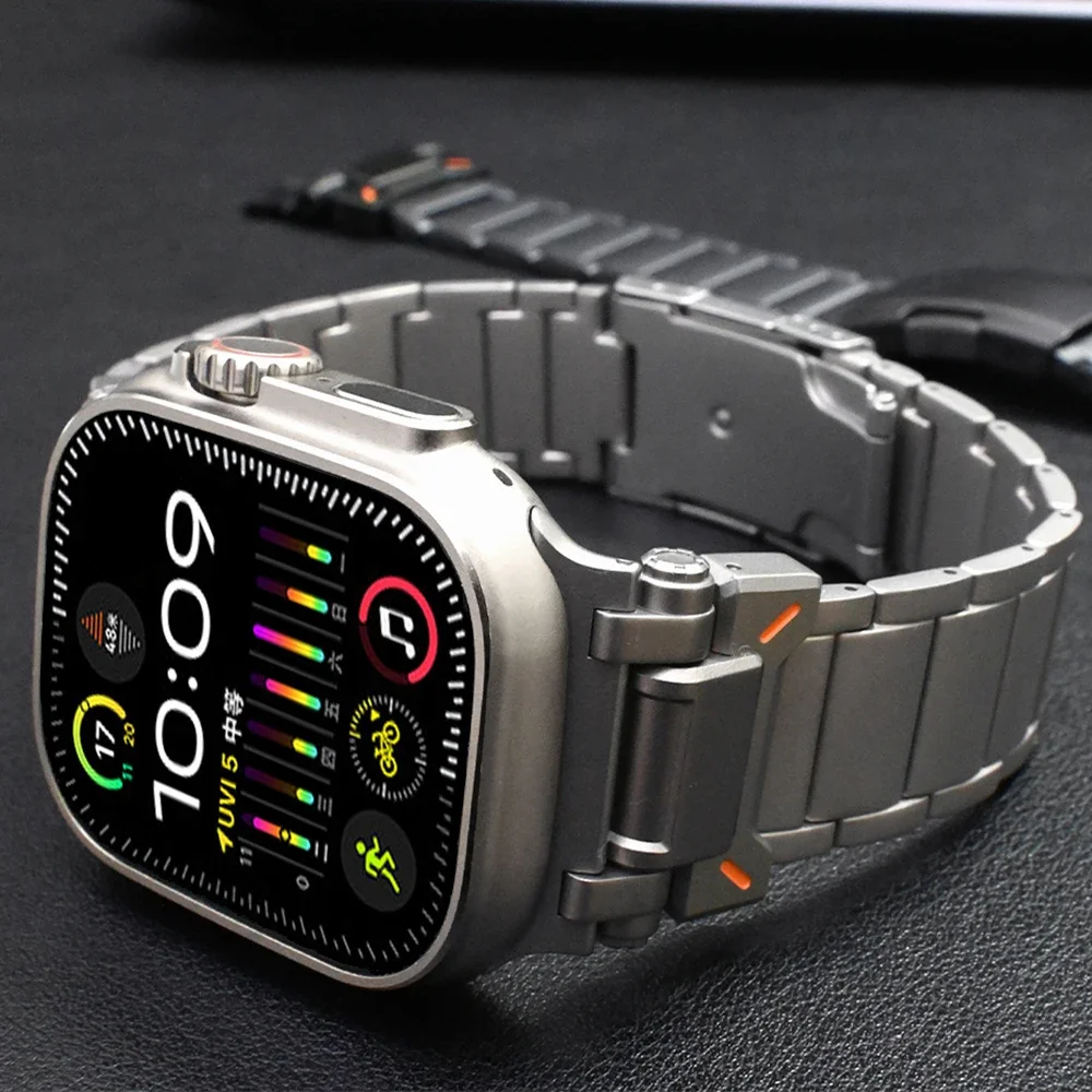 

Men Titanium Bracelet for Apple Watch Ultra 2 49mm 45mm 44mm 42mm Luxury Correa Strap for Iwatch Series 9 8 7 Se 6 5 4 3 2 Band