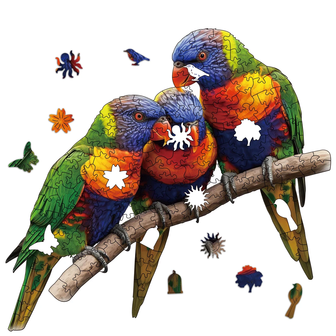 Three Birds Wooden Animal Jigsaw Fantasy Creatures Decoration Unique Puzzle Decompression Toy for Adult Kids Wood Puzzles