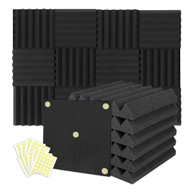 Top Deals Acoustic Foam Panels Wedge 2 X 12 X 12 Inch, Soundproofing Foam Noise Cancelling Foam For Home Office Recoding