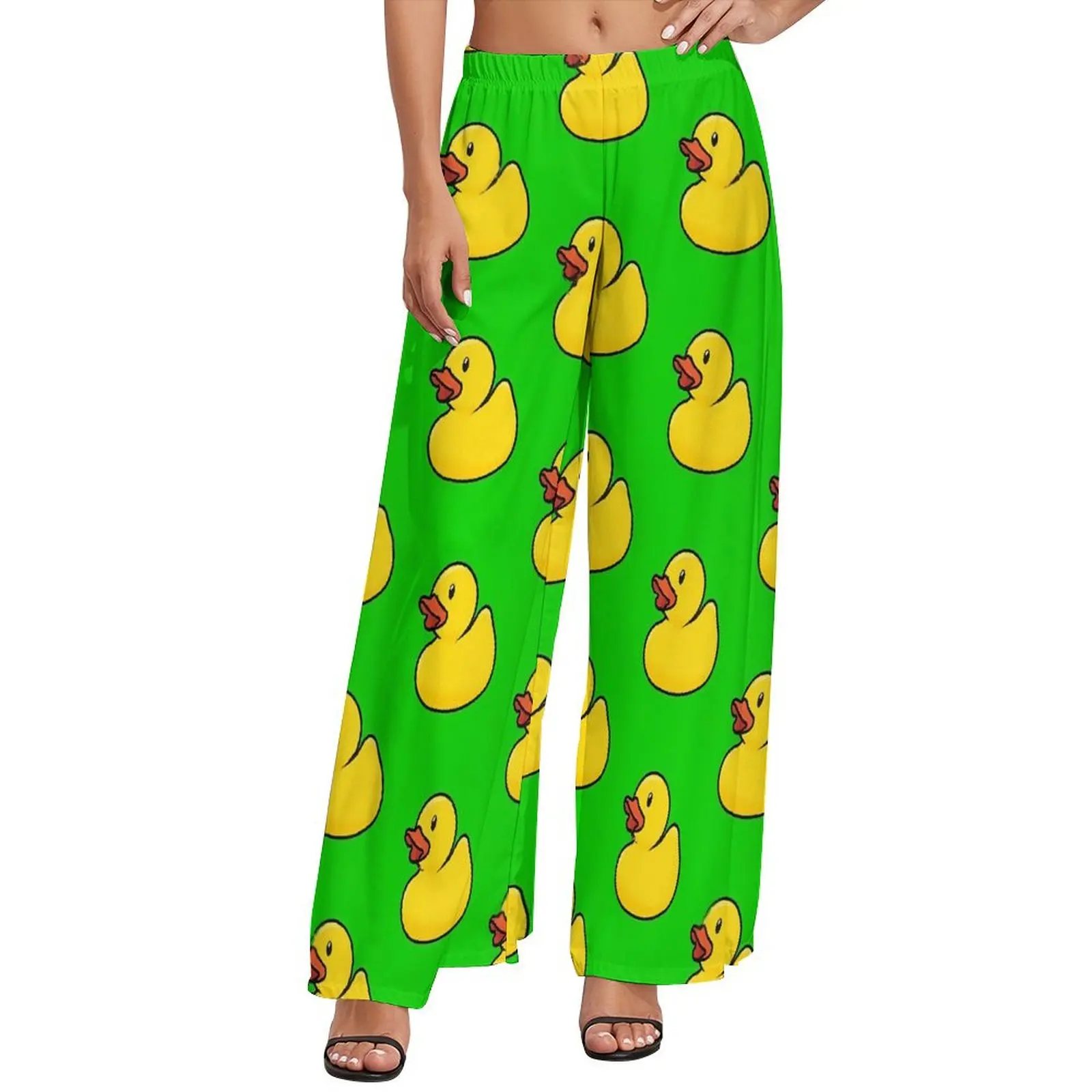 

Rubber Ducks Pants High Waist Cute Animal Elegant Trousers Harajuku Design Wide Leg Pants