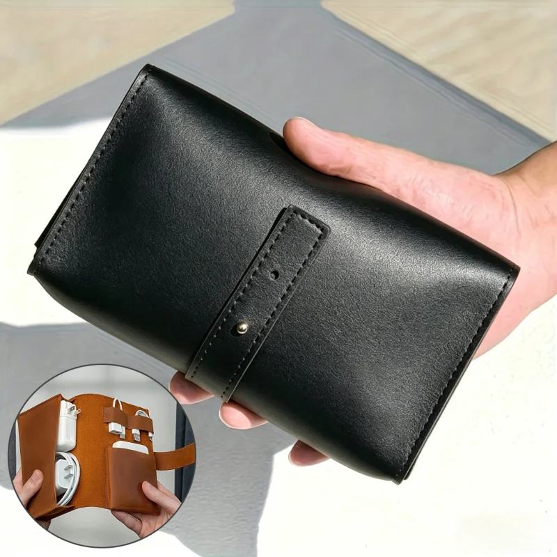 

1 шт. органайзер из искусственной кожи с несколькими отделениями, портативный чехол для технических аксессуаров (кабелей, зарядных устройств, ручек), прочная дорожная сумка для хранения.