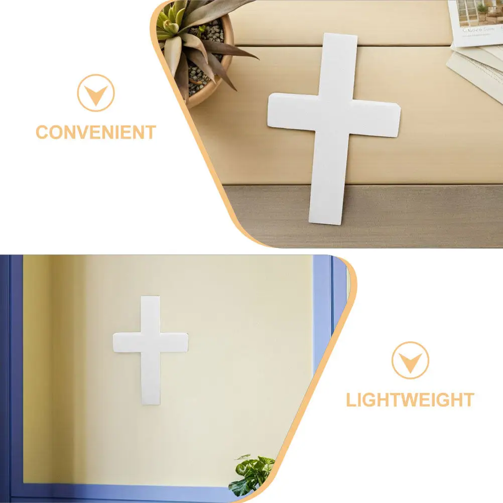 2Pcs Foam Cross Unpainted Polystyrene First Communion Religious Christmas DIY Crafts Church Decoration Supplies
