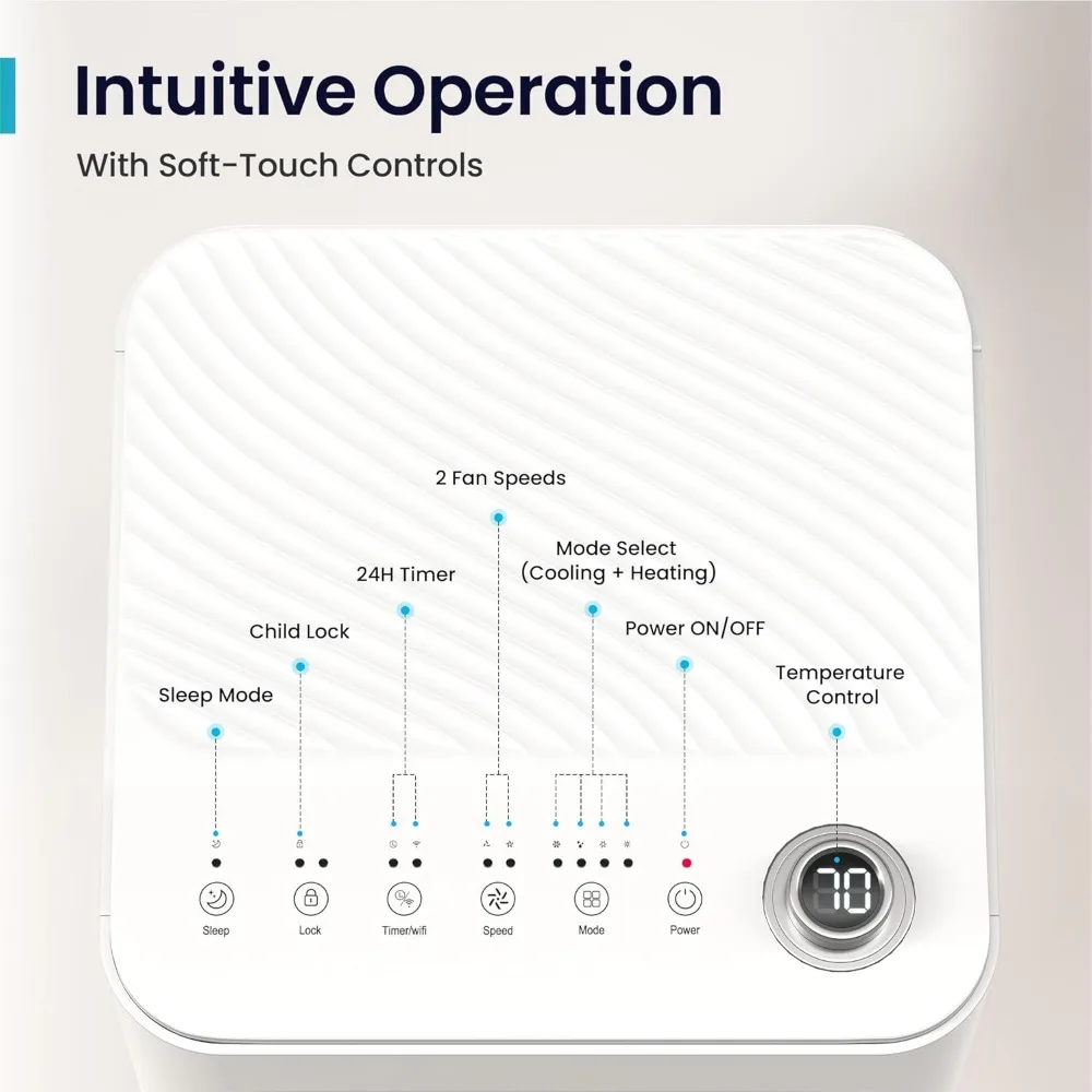 8000 BTU portable air conditioner can cool up to 350 square feet, with dehumidifiers and fan devices working together