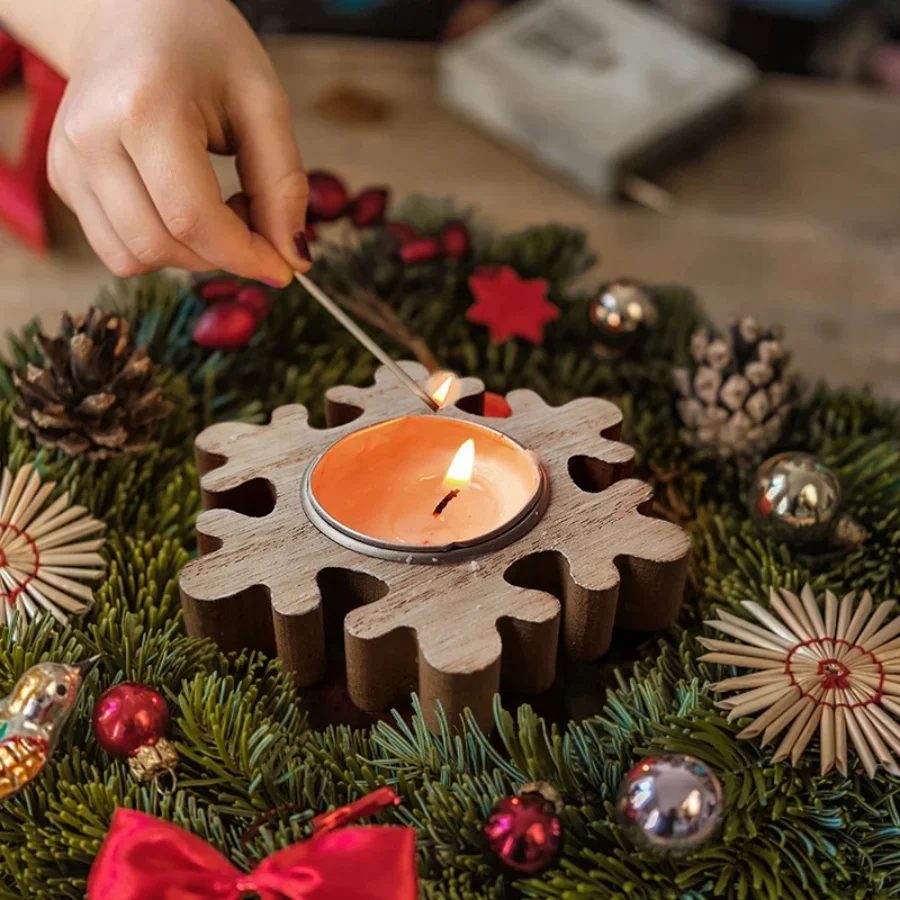 1 Weihnachts baum Schneeflocke Holz Kerzenhalter Weihnachts feier Home Desktop Urlaub Dekoration Weihnachts geschenk