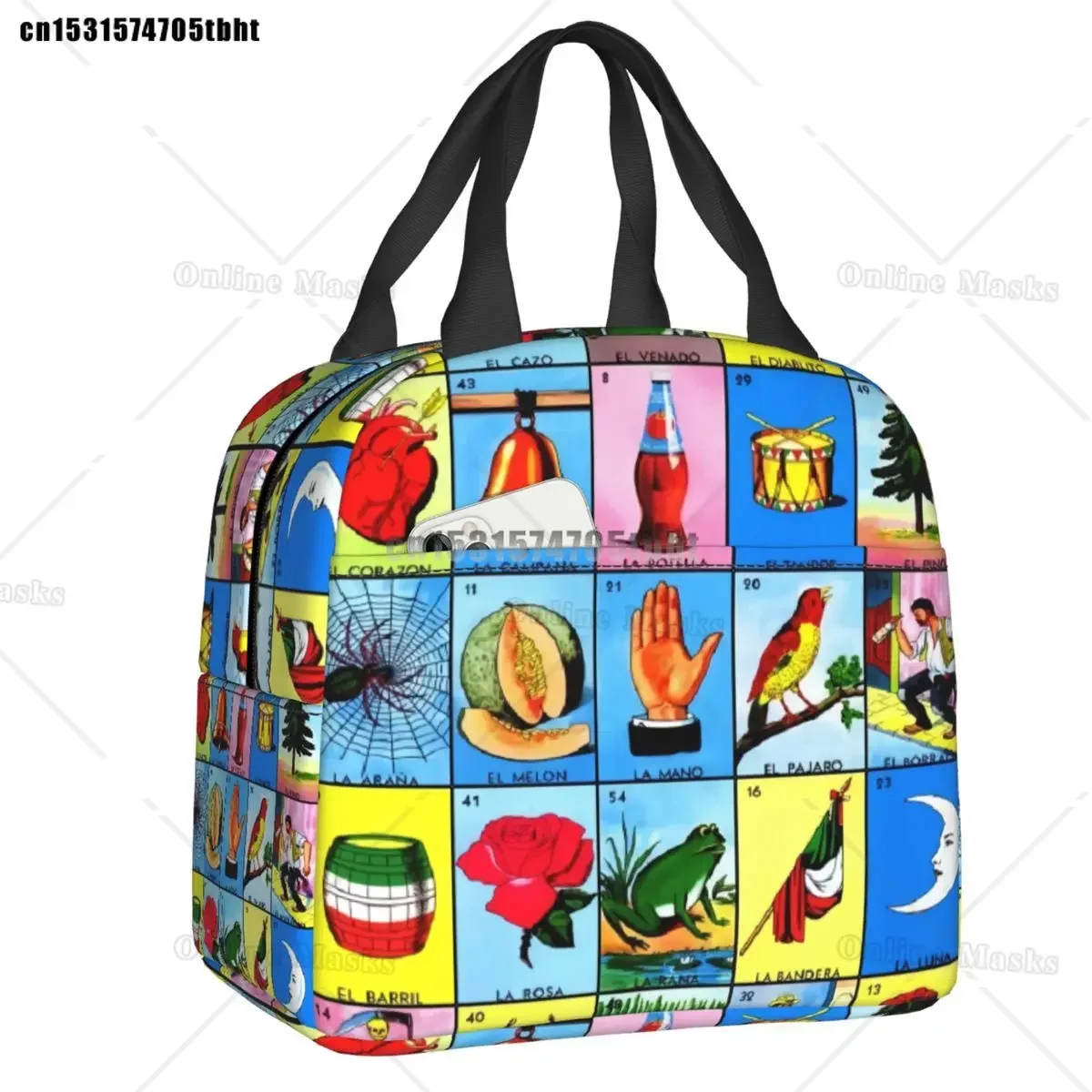 

Карты лотории Мексиканская сумка для обеда с лотереей Бинго для мужчин и женщин, термохолодильник, изолированные ланч-боксы для офиса для взрослых