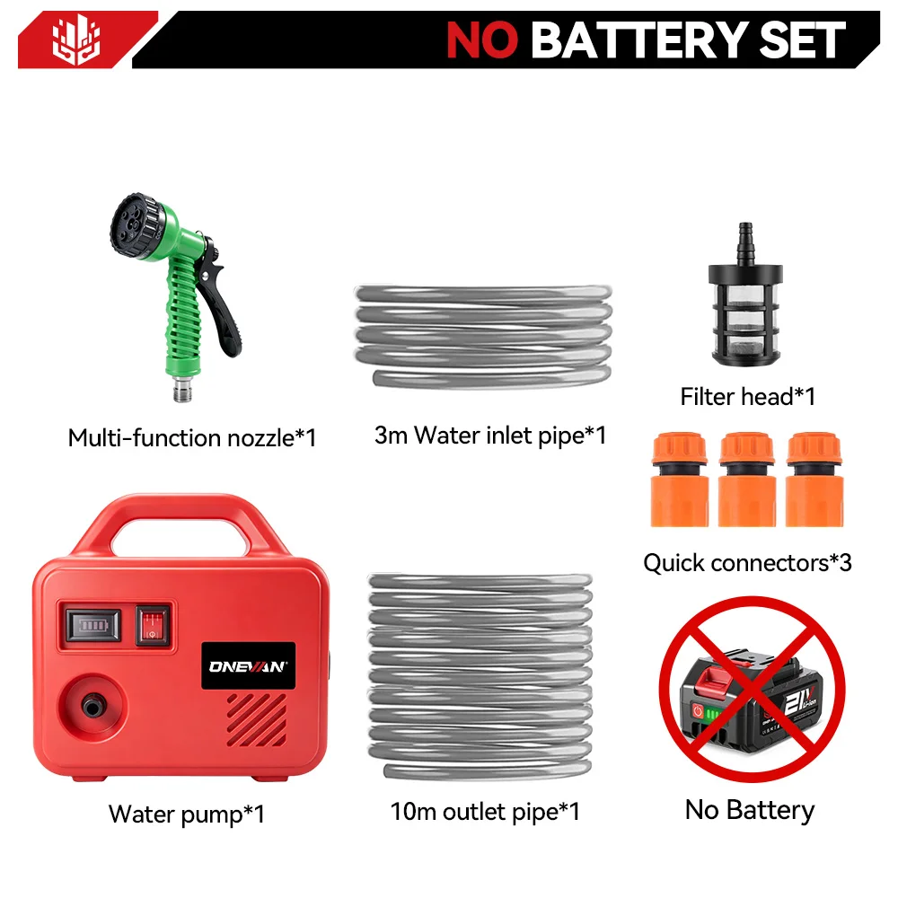 ONEVAN 260 W Elektrische Wasserpumpe 150 M Akku Bewässerung Maschine Wiederaufladbare Garten Bewässerung Werkzeuge Für Makita 18 V Batterie pin