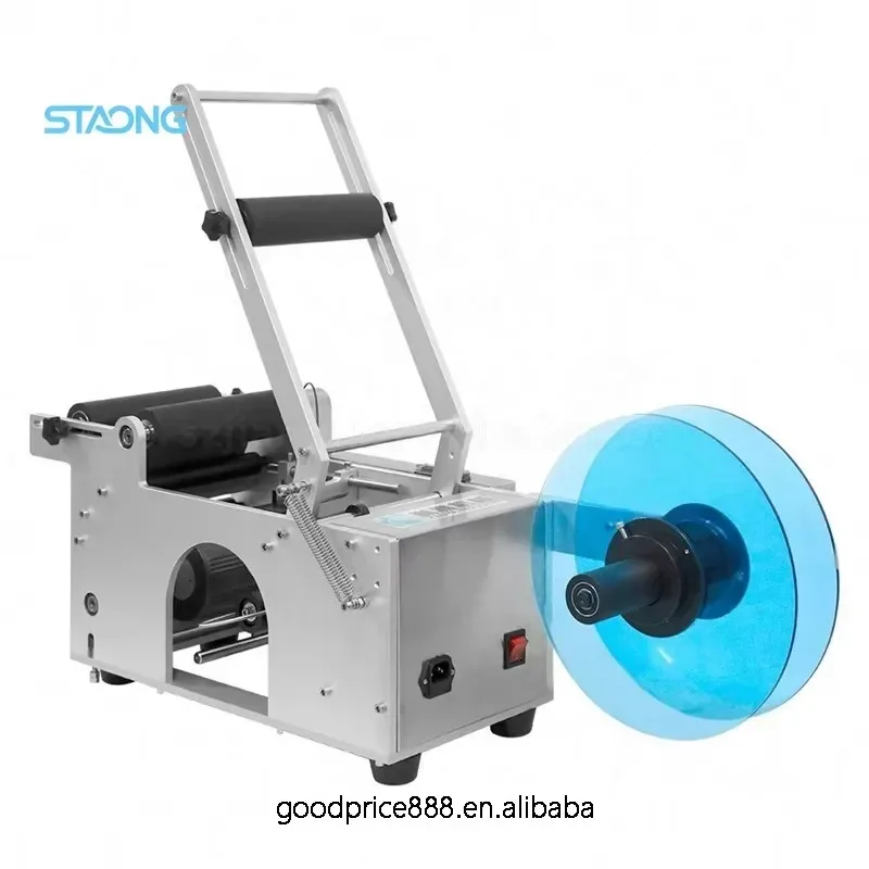 HOT *2026* Semi-Automatic Round Bottle Labeling Machine Electric Rolling Round Adhesive Label Machine Compact Desktop Small