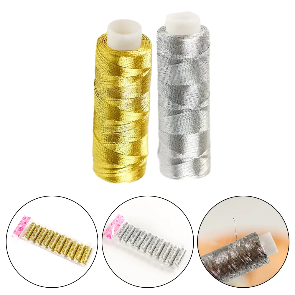 For DIY Knitting Gold And Silver Embroidery Thread Bright Handmades Patchwork Home Sewing Machine Sewing Threads