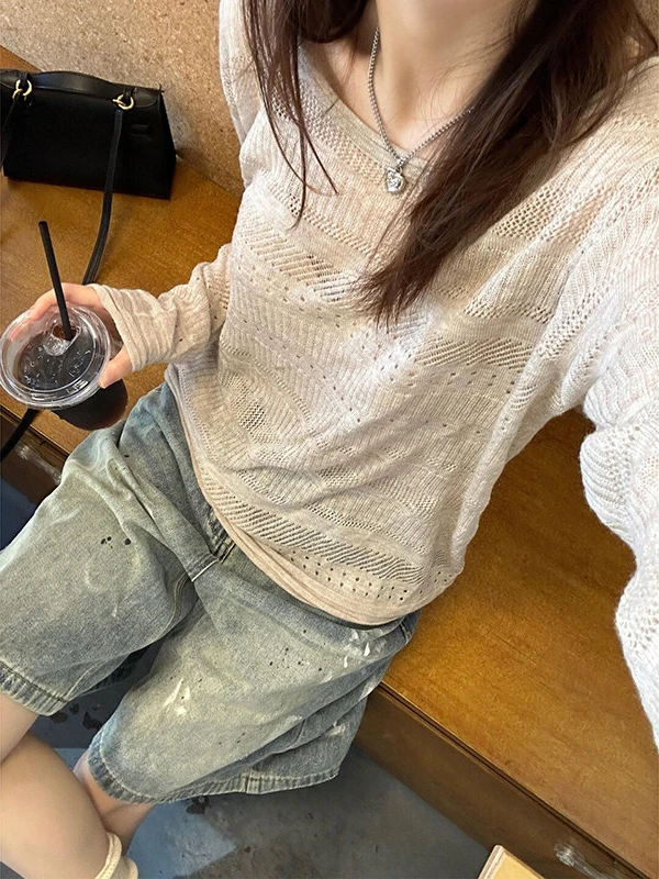 

Retro American Distressed Denim Short Pants Women's High Waist Loose Wide Leg Five Slices Six Slices Summer New Style