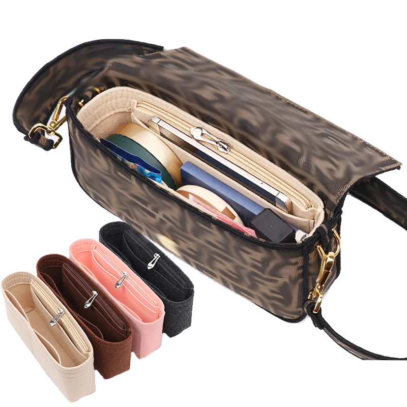 Felt Cloth Insert Bag Organizer Fits Women\'s Baguette Bag Makeup Tote Handbag Organizers Travel Inner Purse Cosmetic Bags