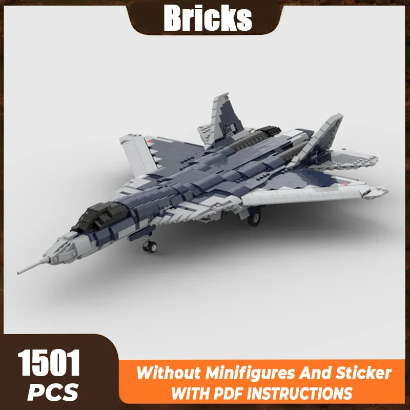 Moc Building Bricks Military Fighter Model SU57 Stealth Aircraft Technology Modular Blocks Gift Christmas Toys DIY Sets Assembly