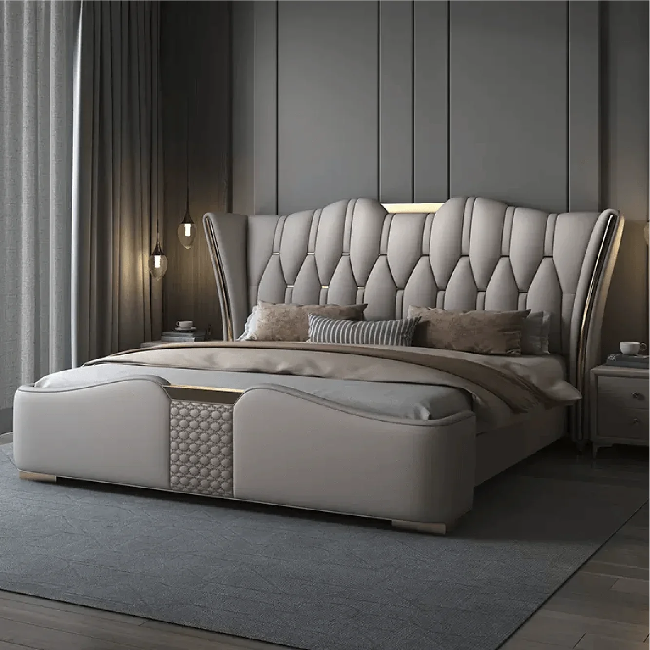 

ABCElegant Trendsetter King-Size Soft Bed Modern Design with MDF Wood Leather Frame Direct Factory Customizable for Quality Slee