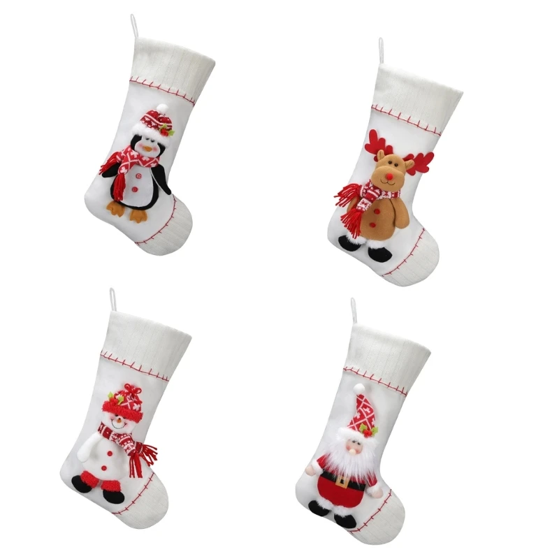 

Christmas Theme Stocking Large Capacity Hanging Present Bag Santa/Snowman/Elk/Penguins Sock Festival Mantels Accessory