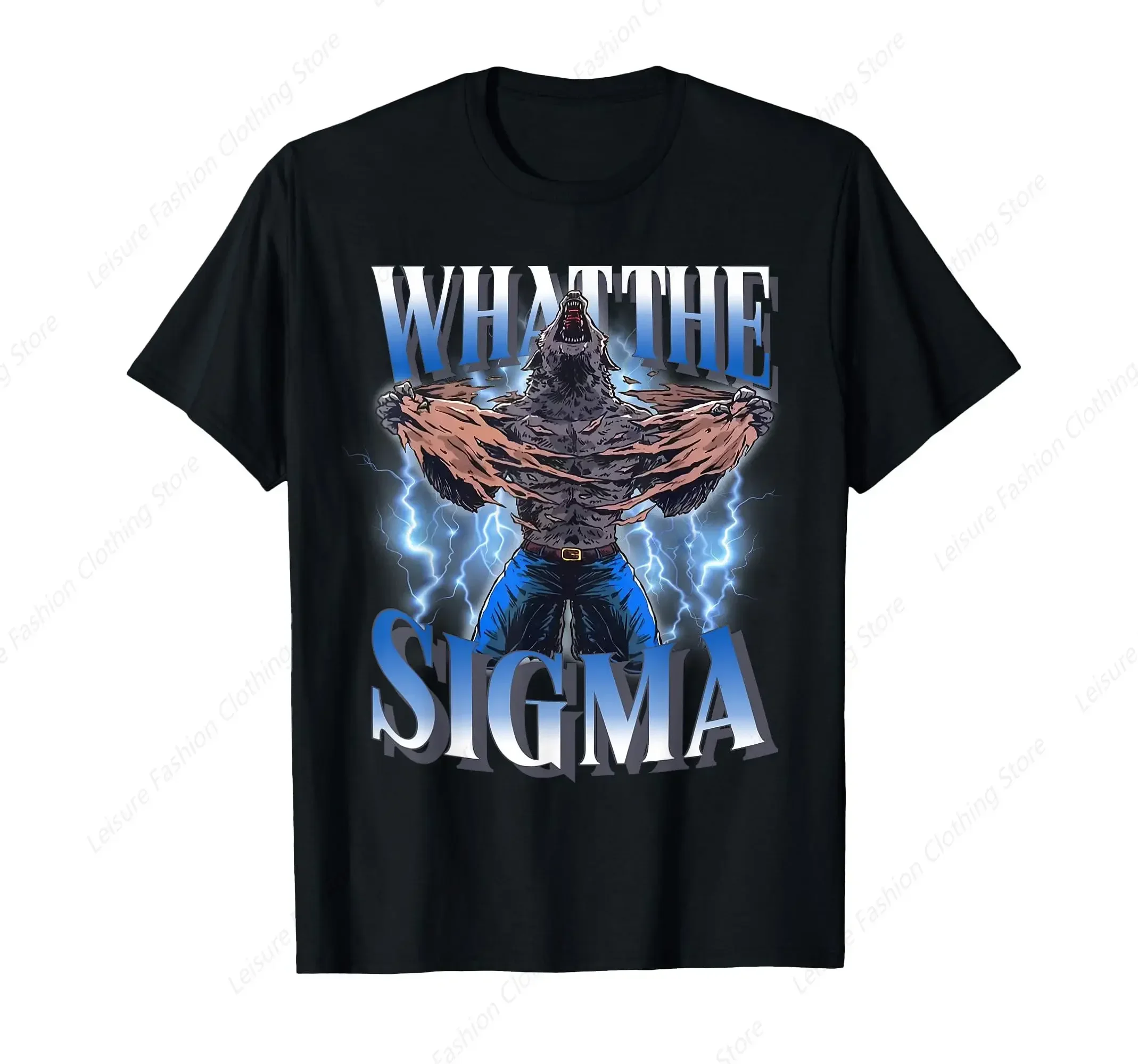 What The Sigma Cool Funny Alpha Wolf Meme T-Shirt Vintage Leisure Men Tee Daily Soft Unisex Clothing Sport Soft Women Tops