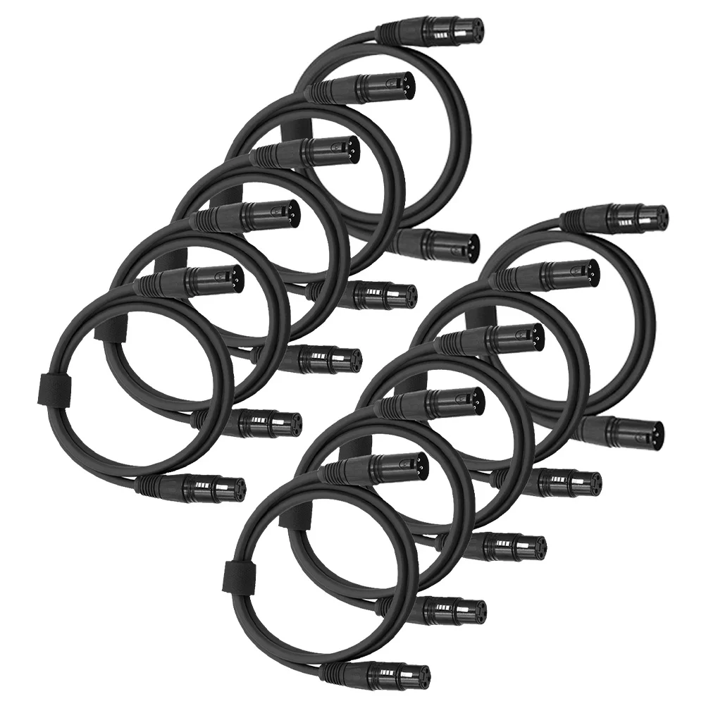 

10Pcs Dmx Cable 3-Pin 1m Stage Lighting Cable Professional Par Light Moving Head Light Durable Audio Black
