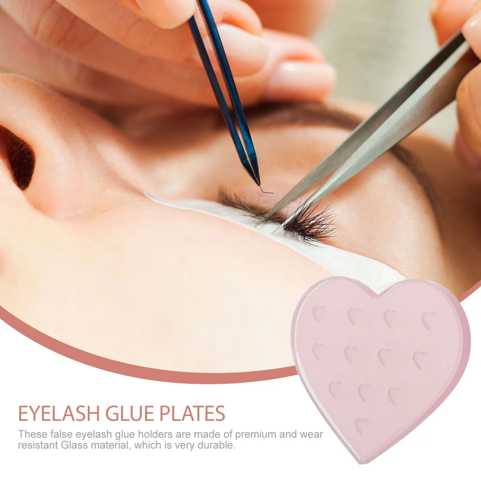 

Heart Shaped Eyelash Grafting Plate Sturdy Glass Eyelash Holder Pallet Professional False Lash Extension Tool Portable