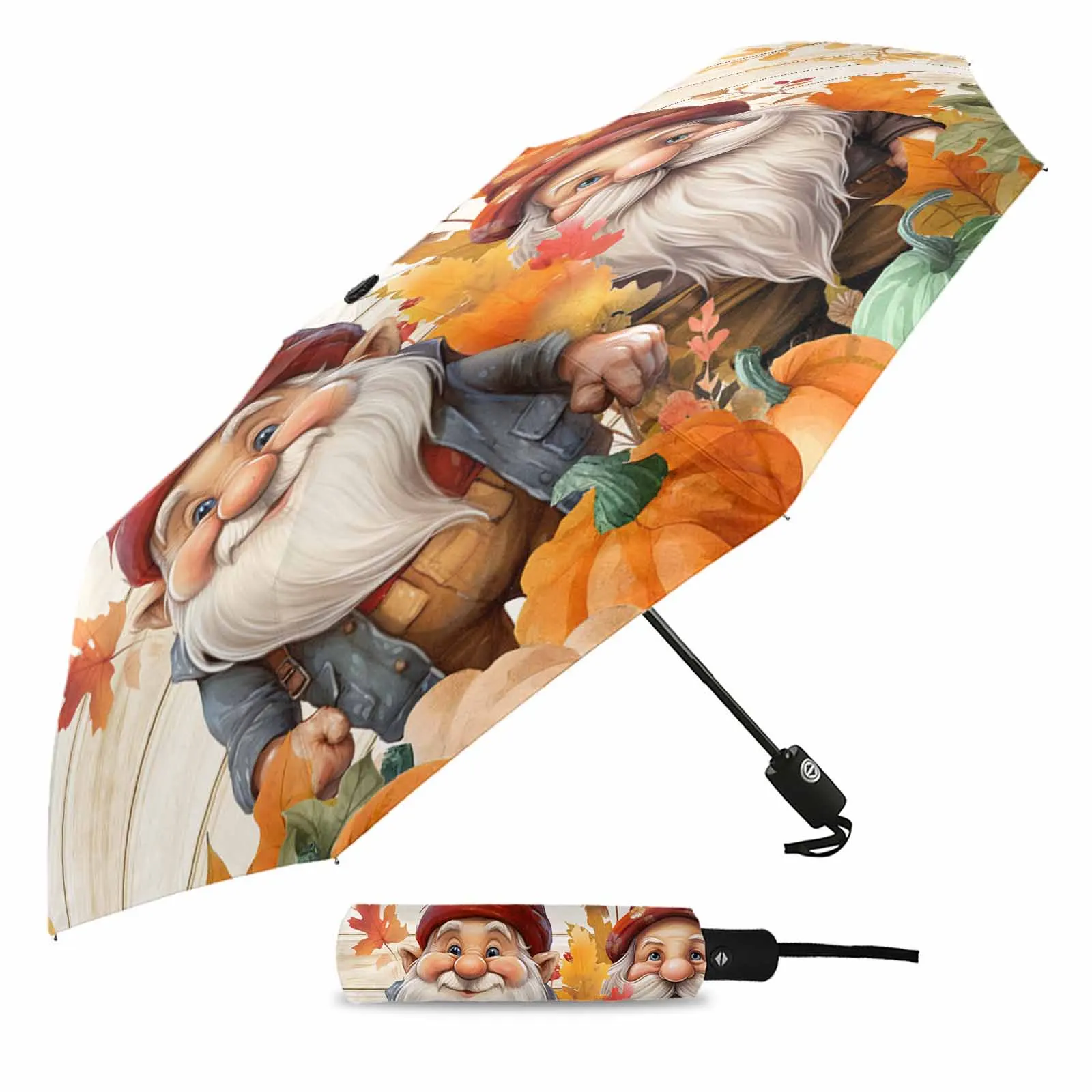 Autumn Watercolor Trees And Plants Fully-automatic Umbrella for Outdoor Kids Adults Umbrella Foldable Eight Strand Umbrella