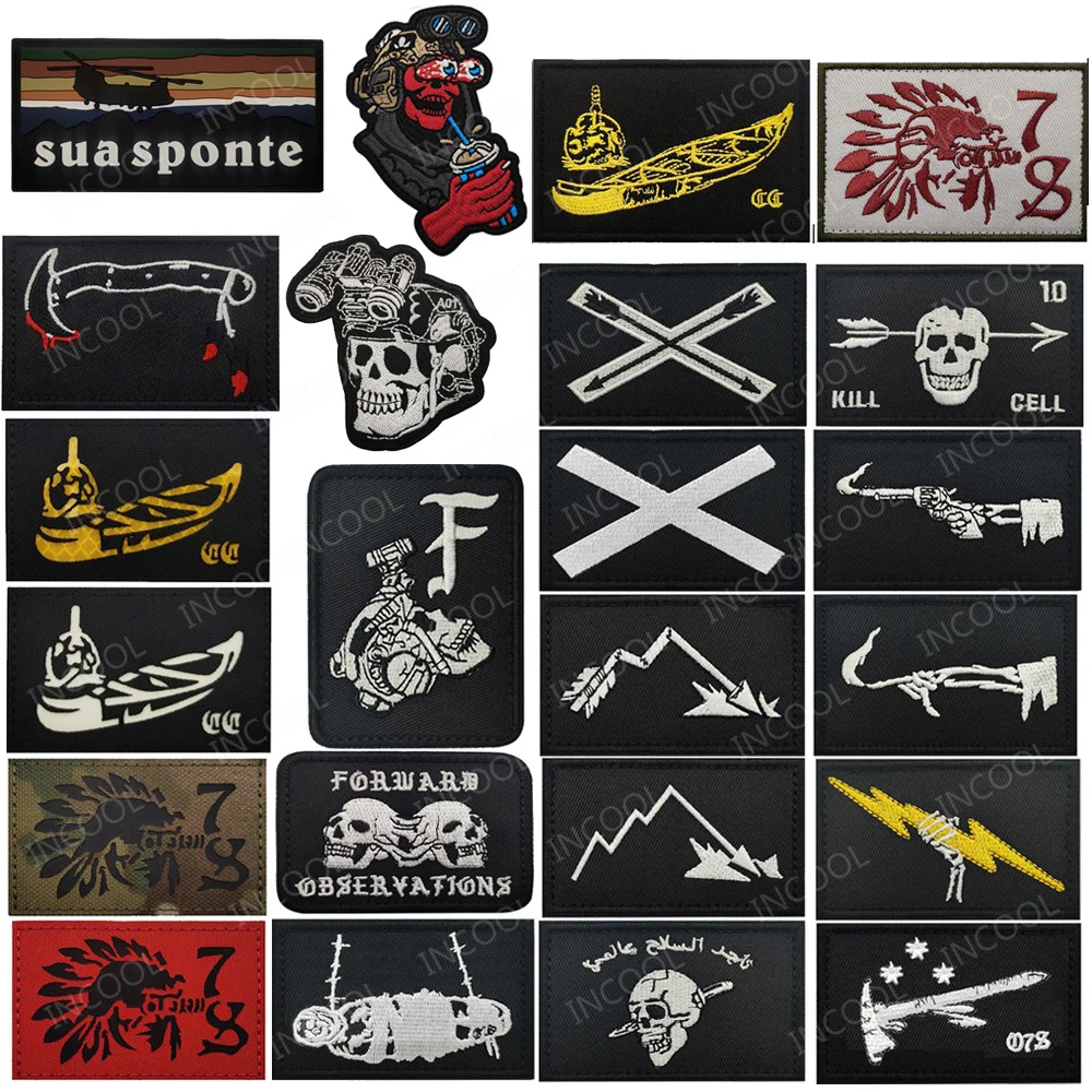 Lucky Finger Global Forward Canoe Reflective Patch Front Toward Enemy Haftowane naszywki Tacticas Chevron Skeleton Skull Badges