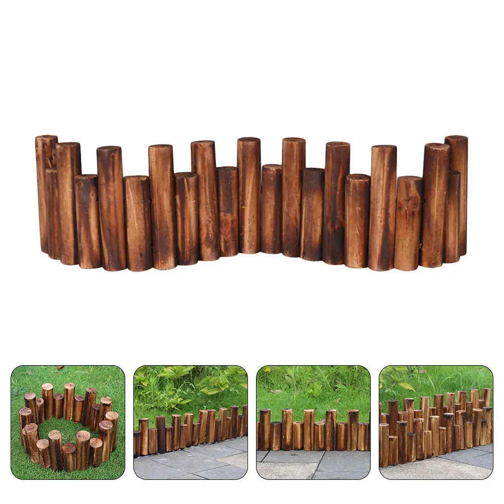 

Wooden Fence Garden Carbonized Anti corrosive Durable Reusable Lawn Decorative Fences Protective Grass Edge Stones Gravel