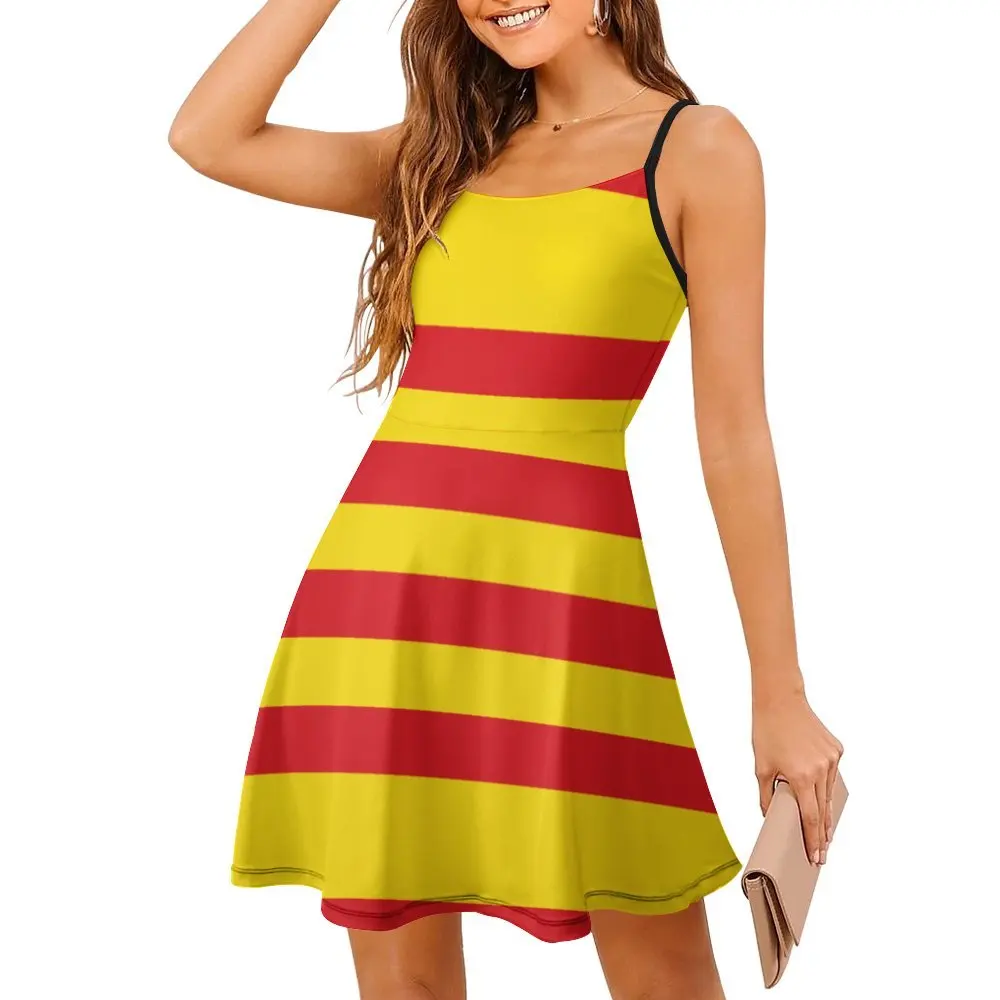 Vestido exótico con tirantes de la bandera de Cataluña para mujer, ropa informal para clubes, novedad