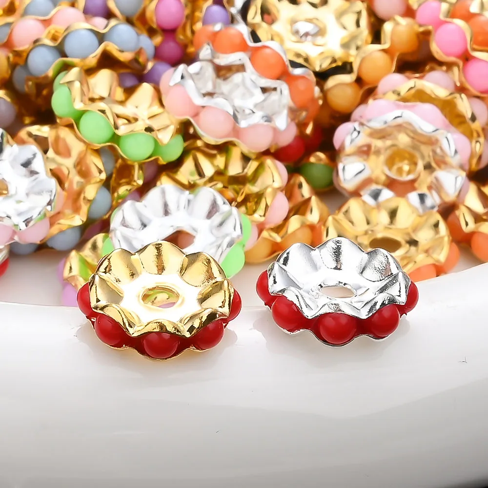 5/20 Stück 12mm Acryl-Legierungs-Abstandsperlen in Bonbonfarben, gewellte Blumenperlen für DIY-Schmuckherstellung, Armbänder, Halsketten, Bastelarbeiten – Detail 3
