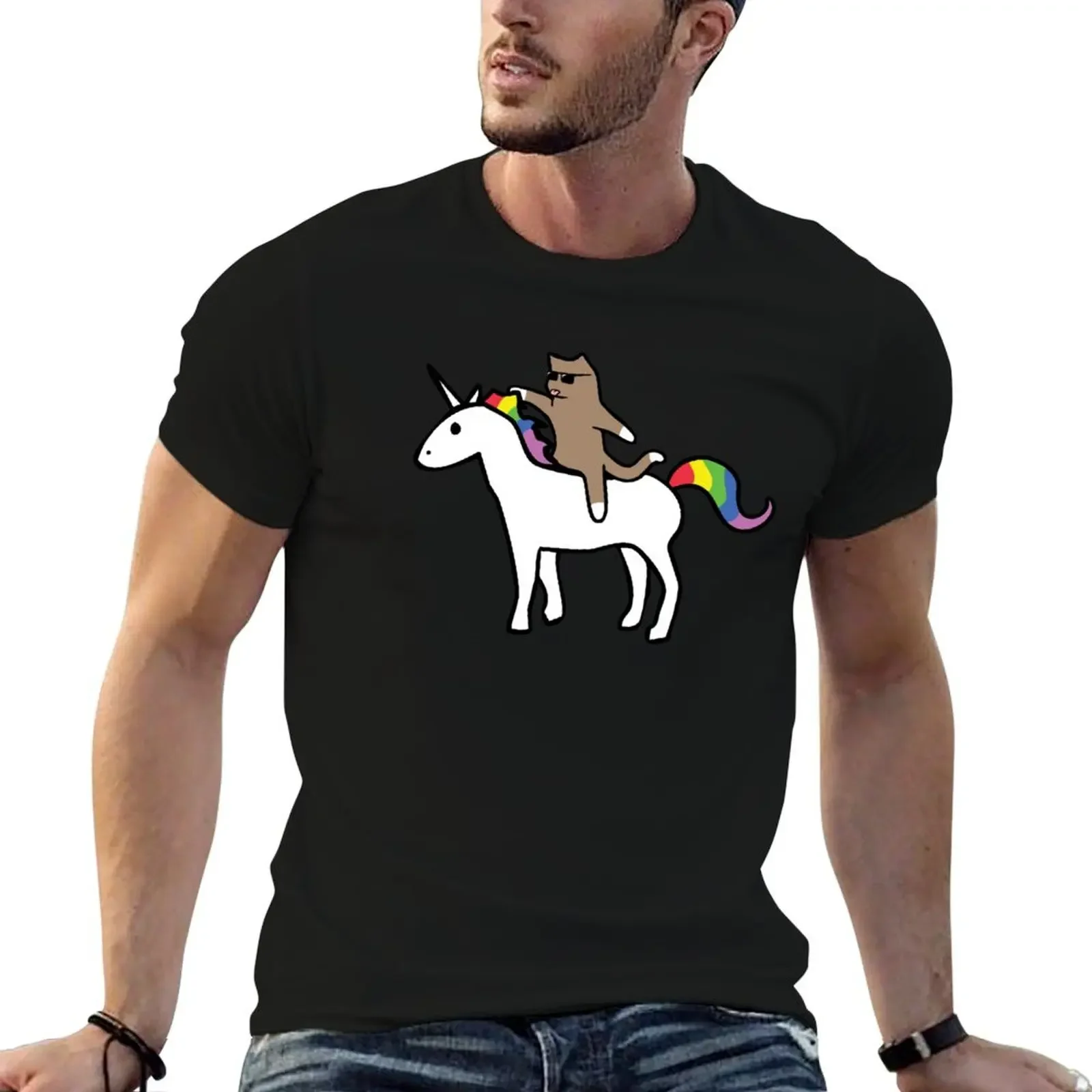 

Cat Riding Unicorn T-Shirt blanks graphic t shirt vintage summer tops heavyweights heavyweight t shirts for men