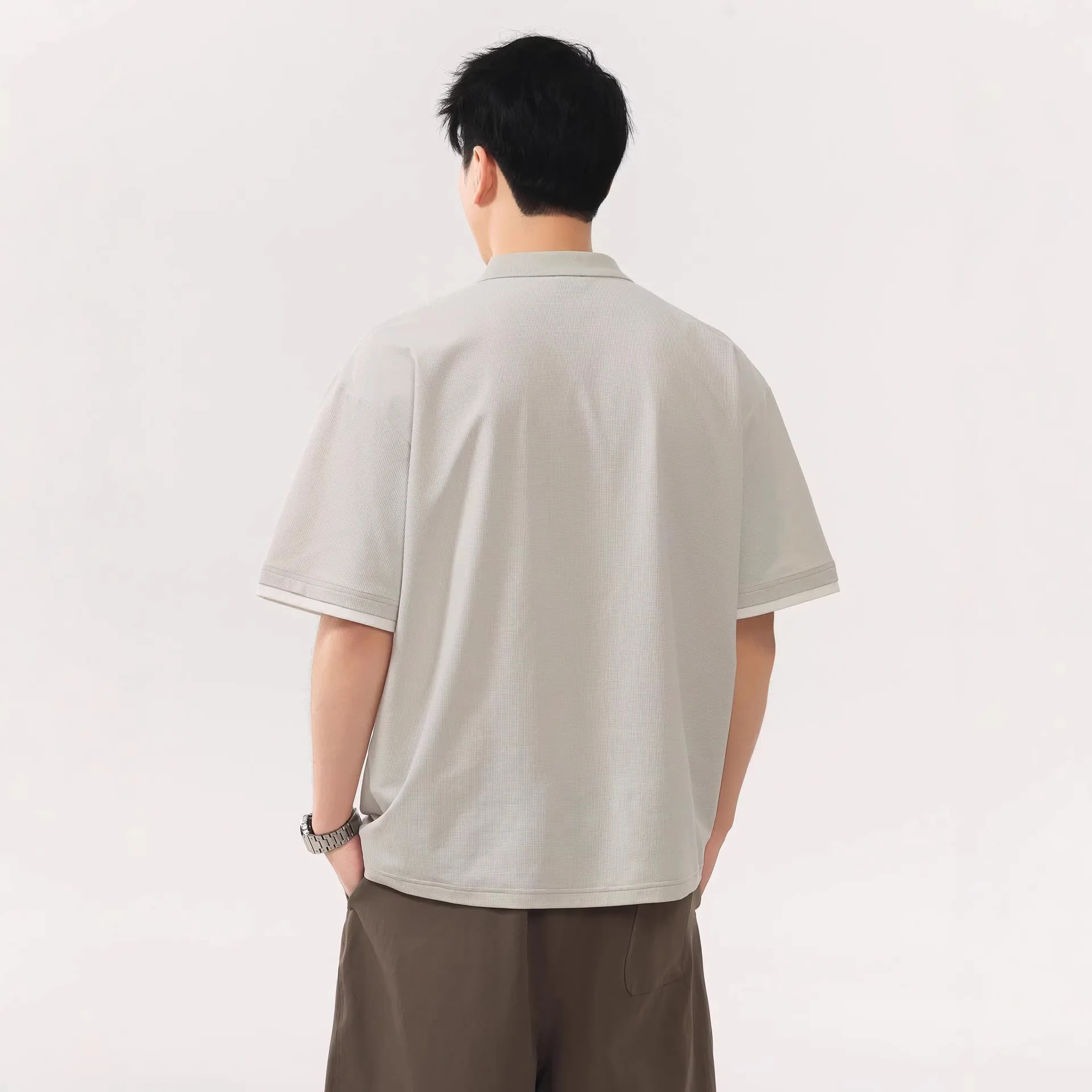 Men's Polo Shirt Fake Two Loose Lapel T-Shirt Summer Casual Cool Short Sleeve