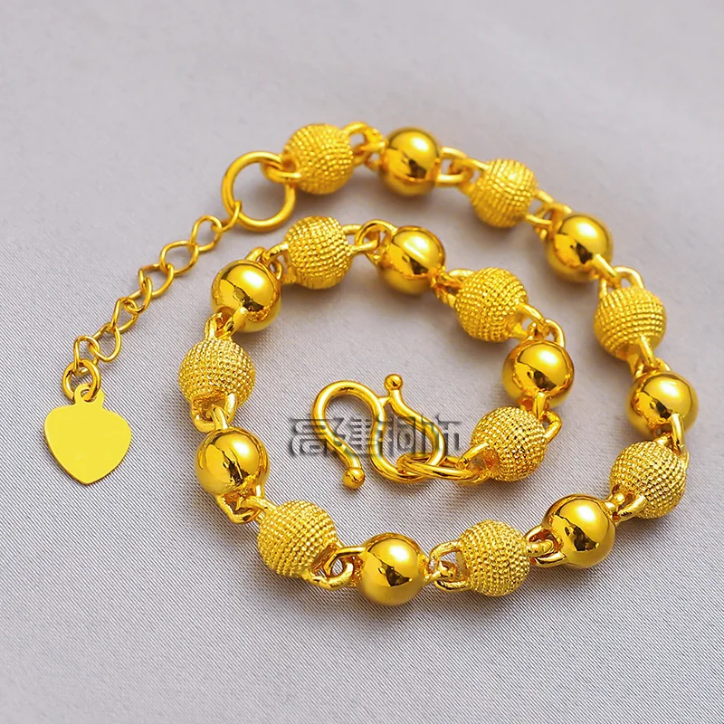 

Womens 18K frosted bead gold bracelet, versatile women's simple bracelet, solid AU750 chain