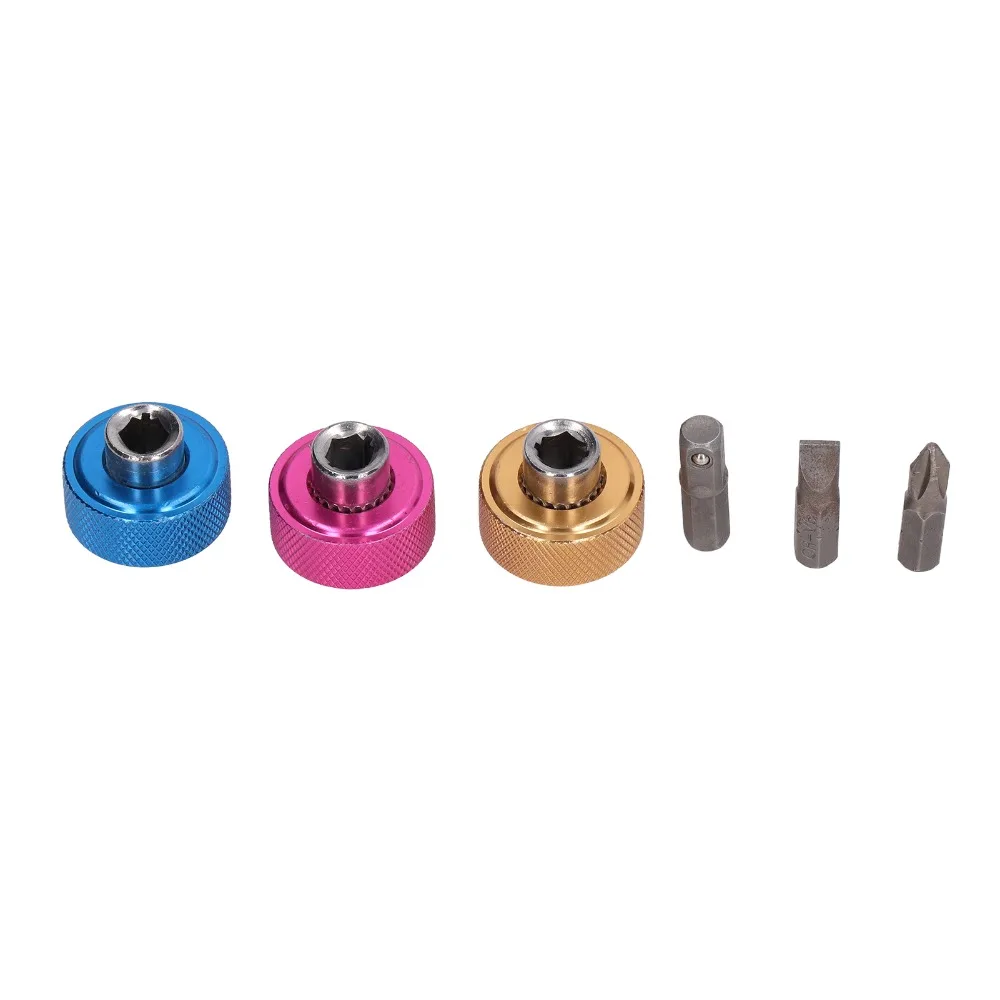 3PCS Steel Mini Finger Ratchet Set Magnetic Reversible Thumbwheel Short Screwdriver Universal 1/4” Driver Stubby Screwdriver