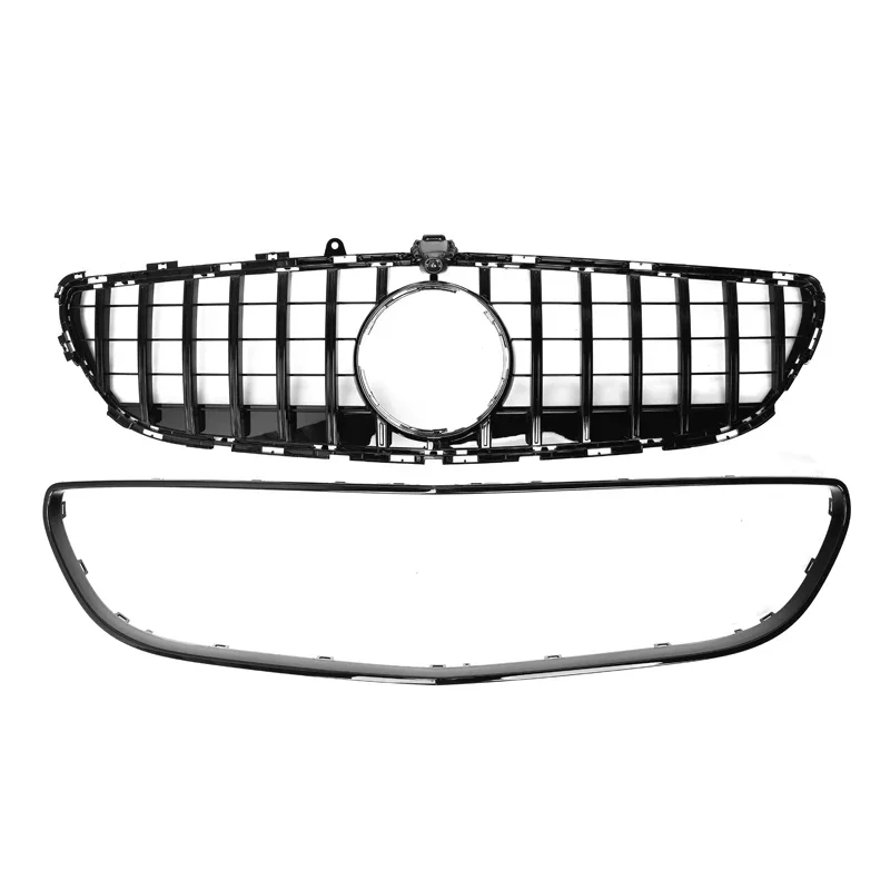 Car Front Grill Grille with Frame Cover Upper Bumper Hood Mesh Grid For Mercedes Benz CLS Class W218 2015-2018 Advance Version