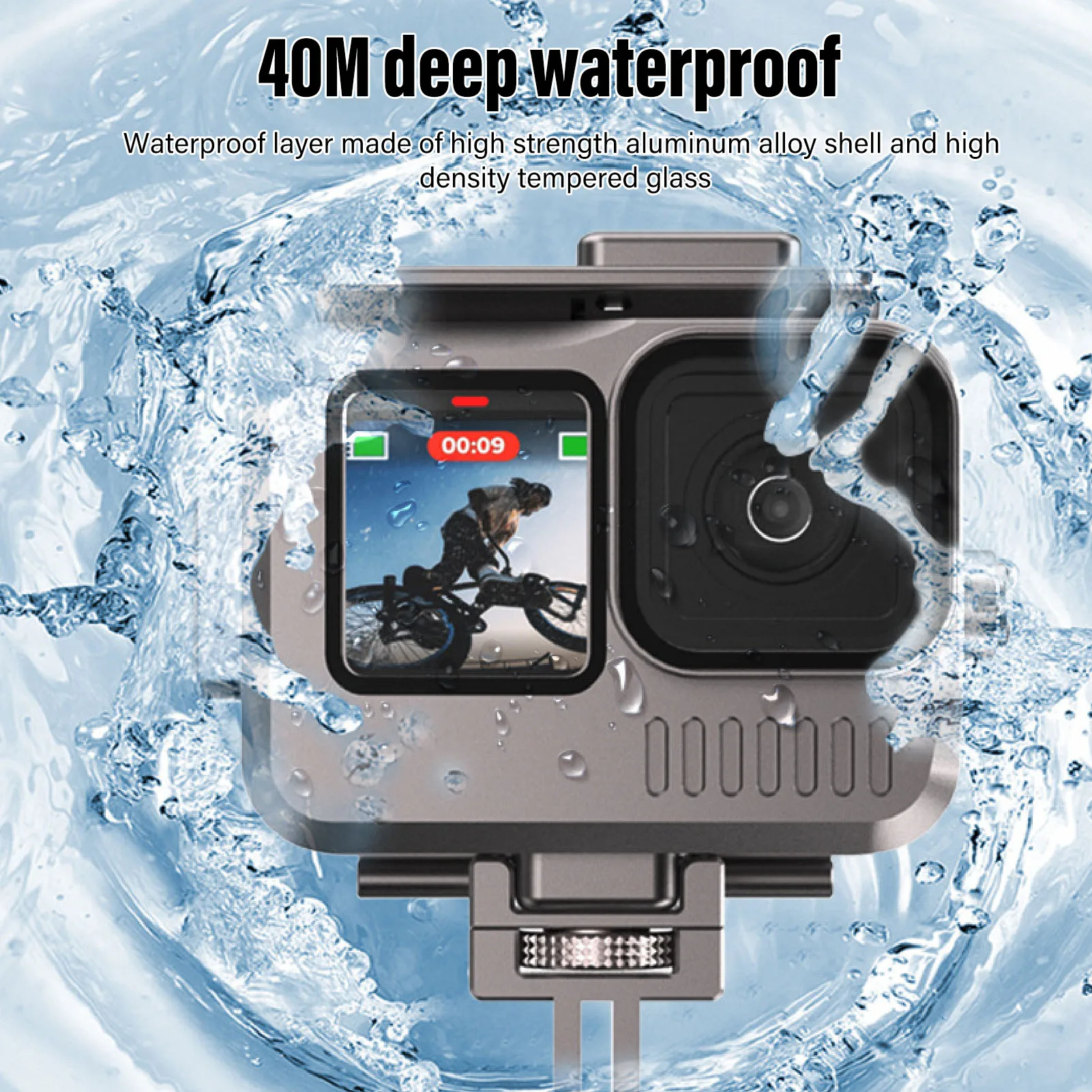 Aluminium Alloy Frame Case 40m  Waterproof Action Camera Protective Housing Double Cold Shoe for Daily Camera
