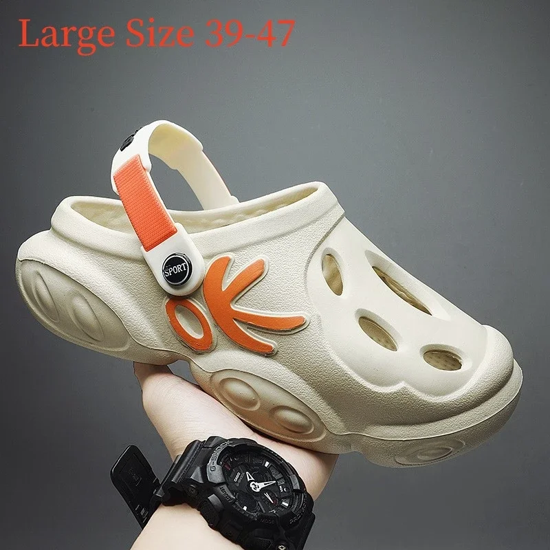 Sandalias antideslizantes de suela extragruesa para hombre, chanclas suaves de EVA, zapatillas informales de verano, zapatos de playa al aire libre, talla grande 47, novedad de 2024