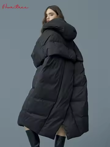 S- 7XL Winter Oversized Warm Duck Down Coat Female X-Long Down Warm Jacket Hooded Cocoon Style Thick Warm Parkas F192 Fit 110kg