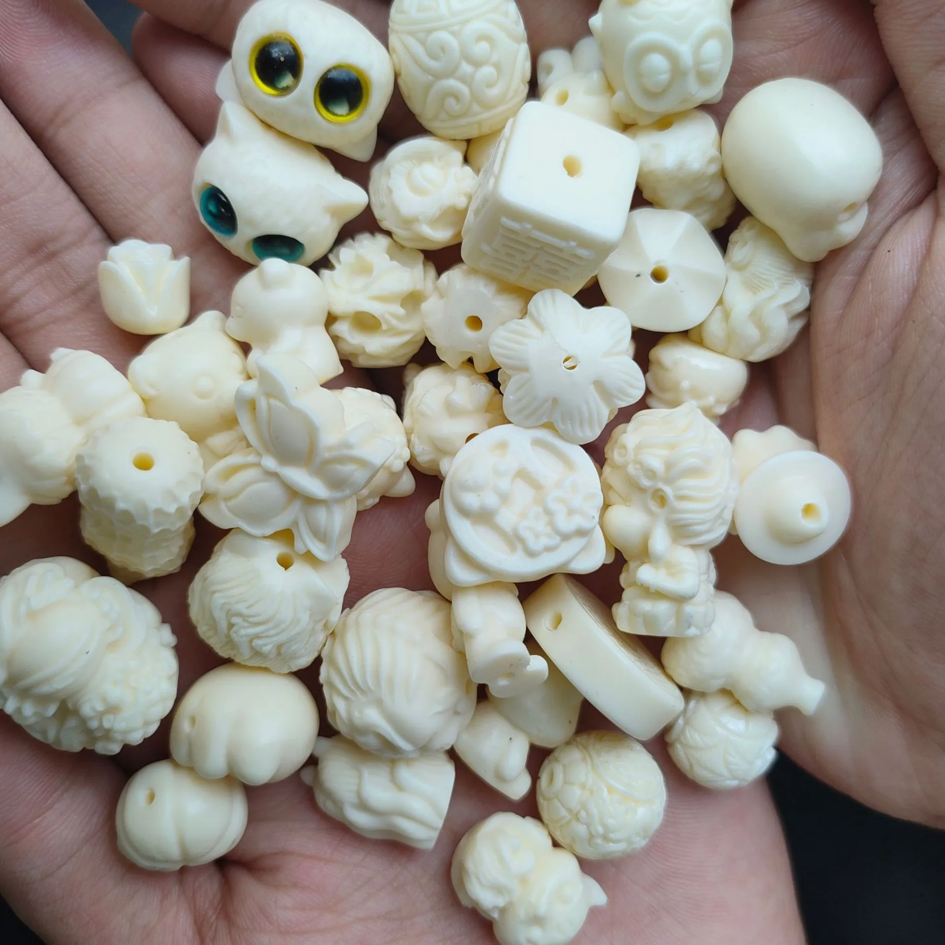 Diy Ivory Nut And Bead Loose Beads Collection Through-Hole Jewelry Bracelets Pendants Loose Accessories Lion Dance Motifs Pi Xiu