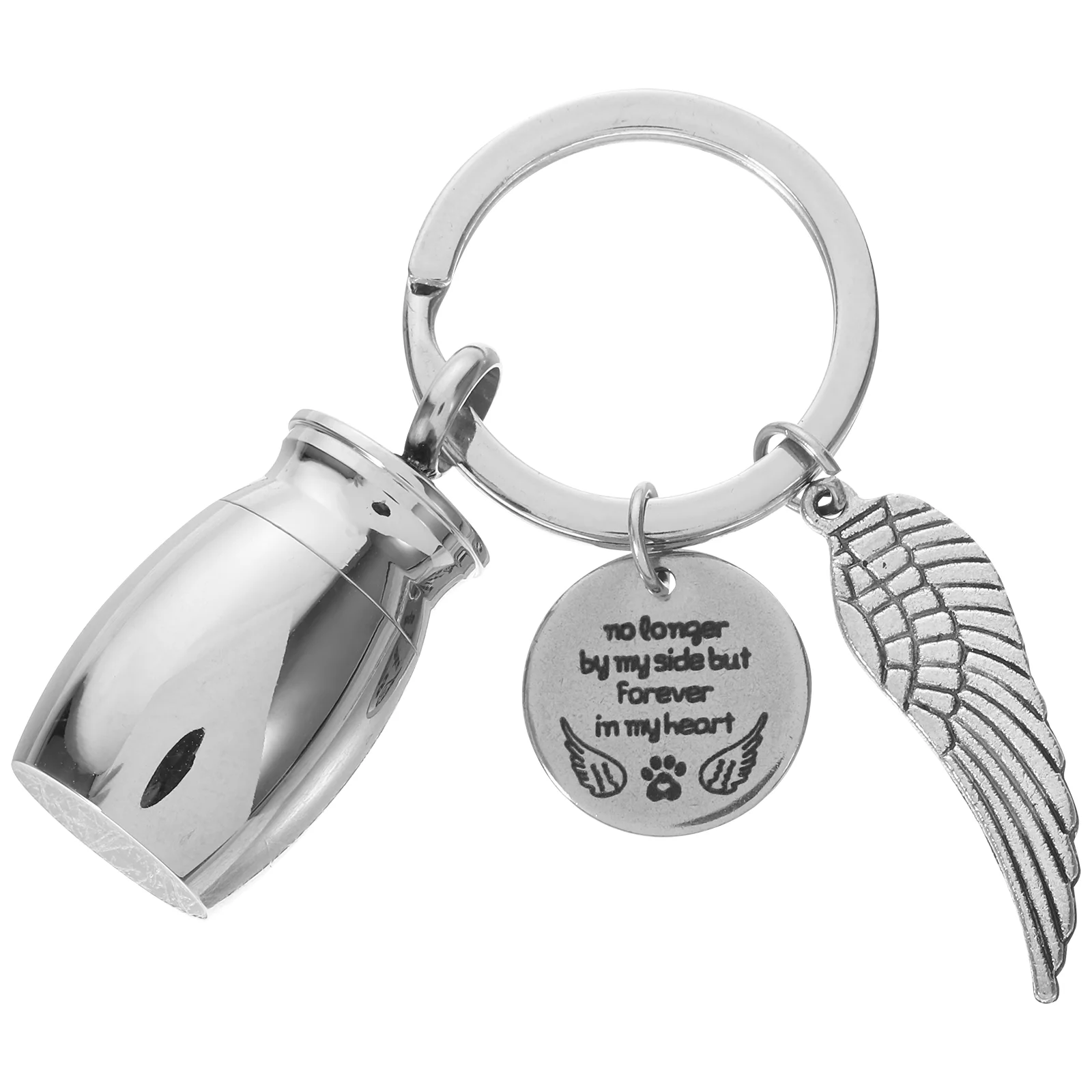 

Decoration Titanium Steel Necklace Urn Pendants Bag Hanging Ornament Pet Ash Container Key Small Cremation Keychain Silver