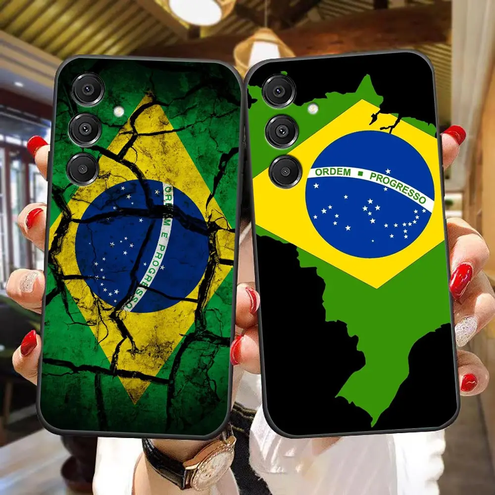 Phone Case For Samsung A14 A15 A16 A17 A22 A23 A26 A27 A32 A35 A36 A52 A53 A54 A55 A56 A57 A71 A72 Cover Football Flag Of Brazil