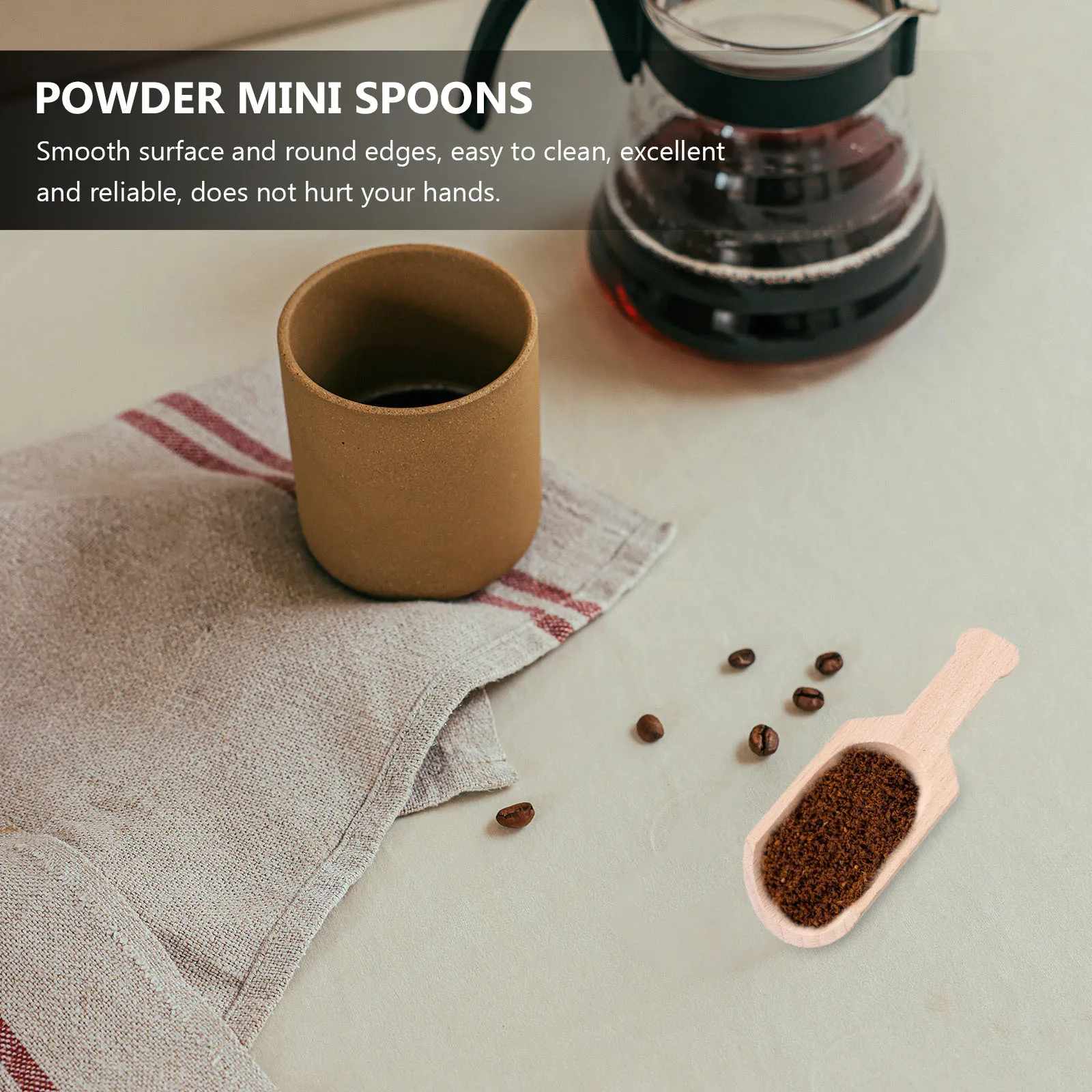 

4Pcs Wooden Mini Spoons Easy to Use Reliable Does Not Hurt Hands Simple Structure Essential Tool for Powder Coffee