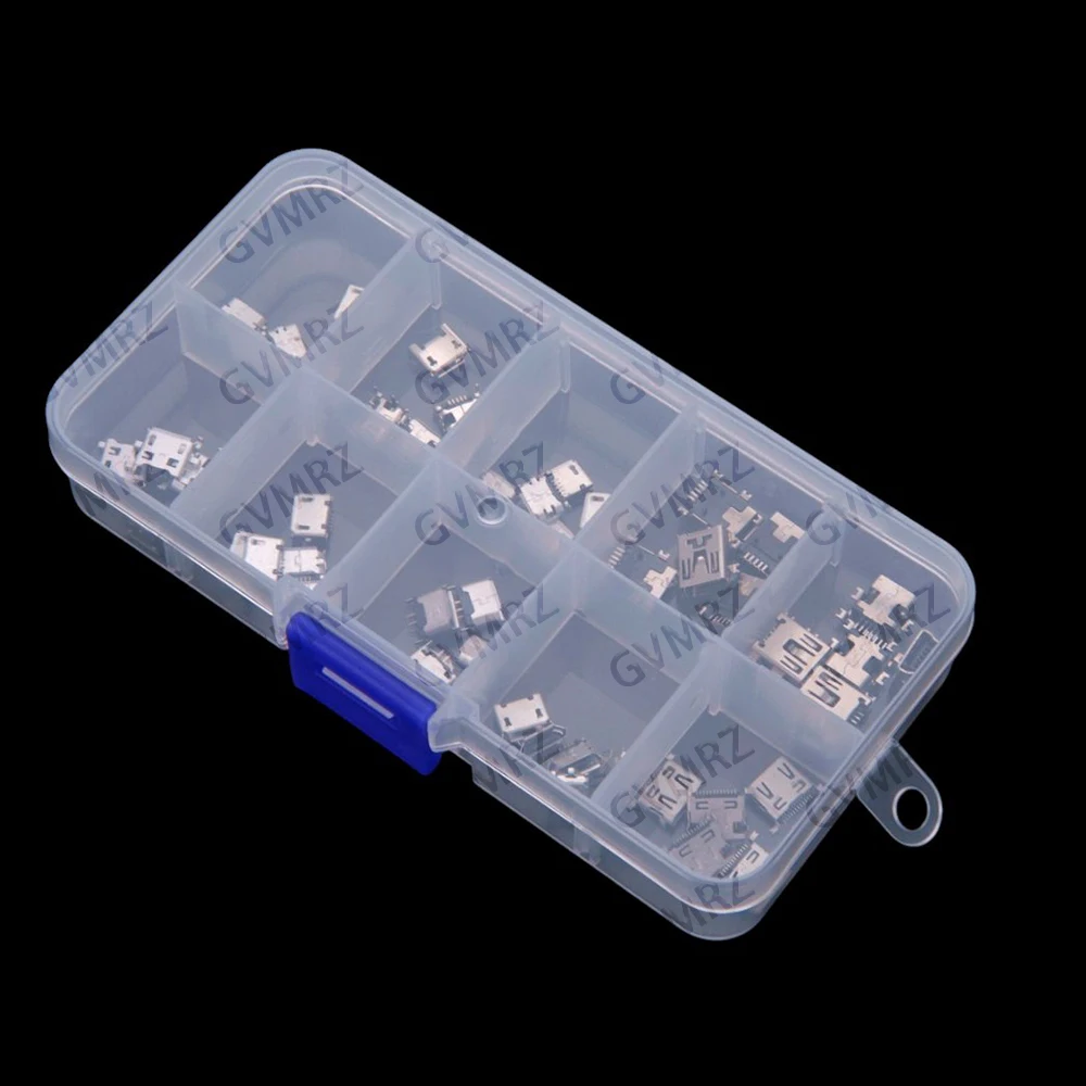 10Values ​​50PCS Micro MINI USB Female Connector Multiple Sizes of Android Charging Charging Jacks MINI