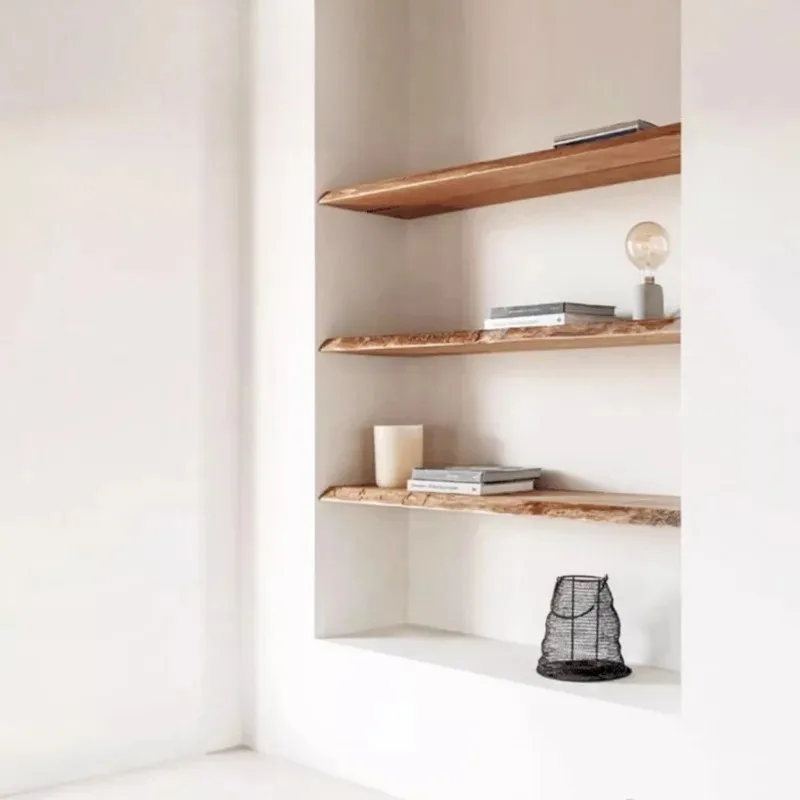 Solid Wood Floating Shelf,Natural Pine Mounted Organizer,Whole Board Desk Shelf,Multi-Purpose Display Rack for Living RoomOffice
