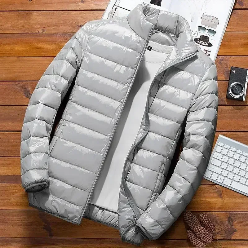 Chaqueta corta fina y ligera con relleno de algodón para hombre, abrigo ultrafino juvenil con cuello levantado, otoño/invierno, nuevo estilo
