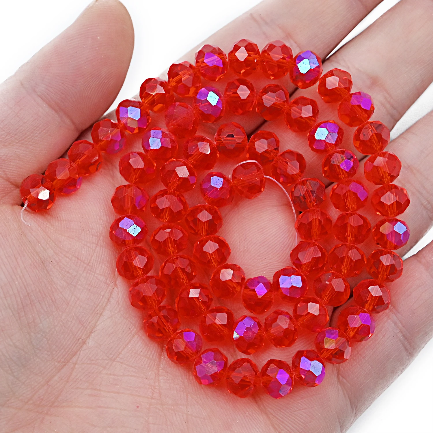 15inch AB Red Shiny Austria Crystal Beads Loose Spacer Glass Waist Beads For Jewelry Making DIY Bracelet Necklace Accessories